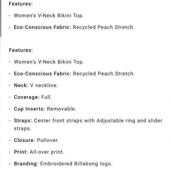 NWT Billabong Island Calling V-Neck Bikini Top - XS - Picture 7 of 8